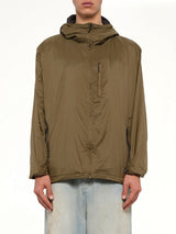 Non Down Mountain Reversible W-Zip Hood Jacket in Black/Dark Olive