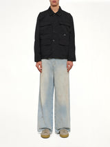 Non Down Work Button Coverall in Black