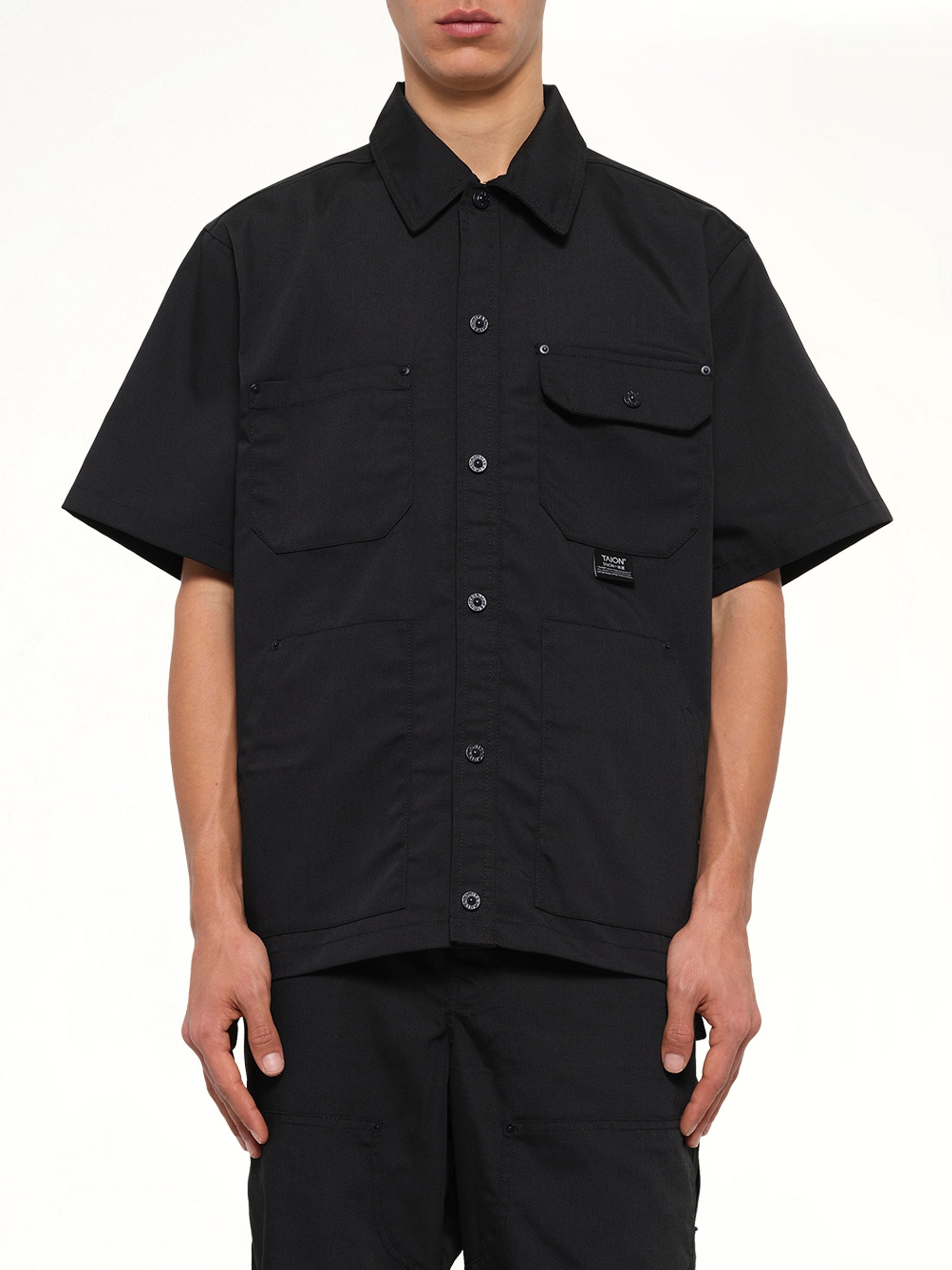 Non Down Work Half Sleeve Shirt in Black
