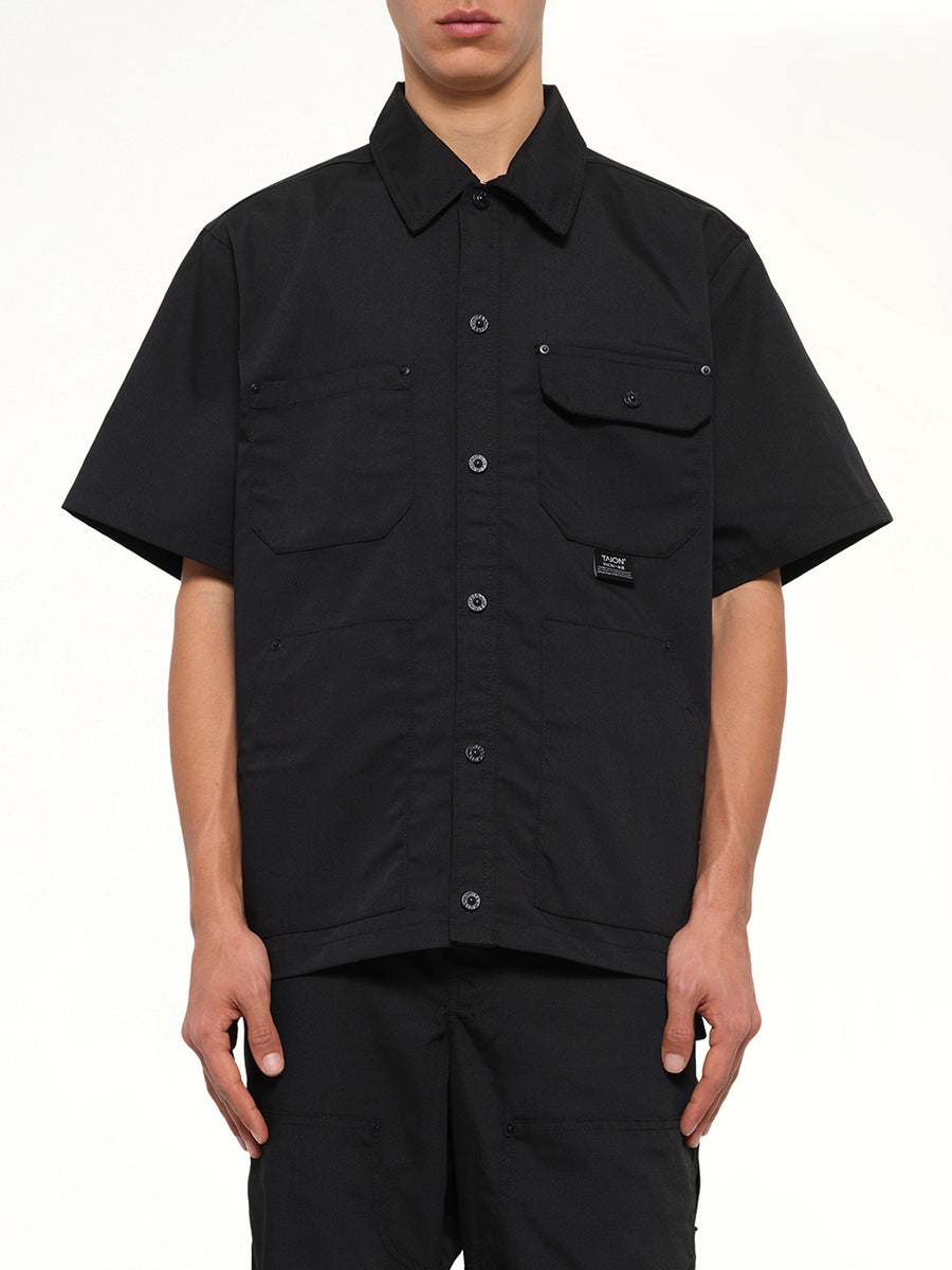 Non Down Work Half Sleeve Shirt in Black