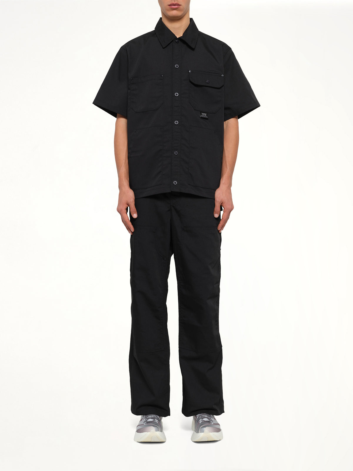 Non Down Work Half Sleeve Shirt in Black