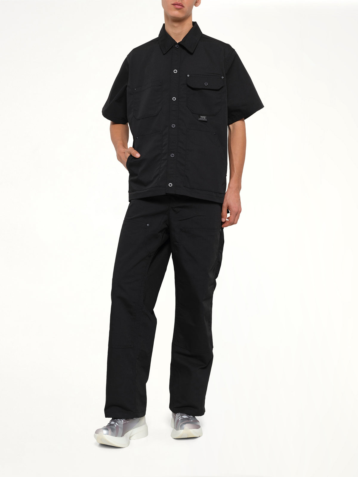 Non Down Work Half Sleeve Shirt in Black