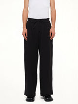 Pleated Pants Back Pile Knit in Black