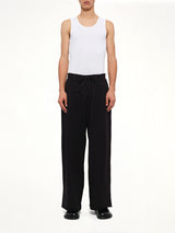 Pleated Pants Back Pile Knit in Black