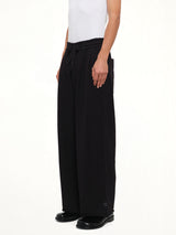 Pleated Pants Back Pile Knit in Black