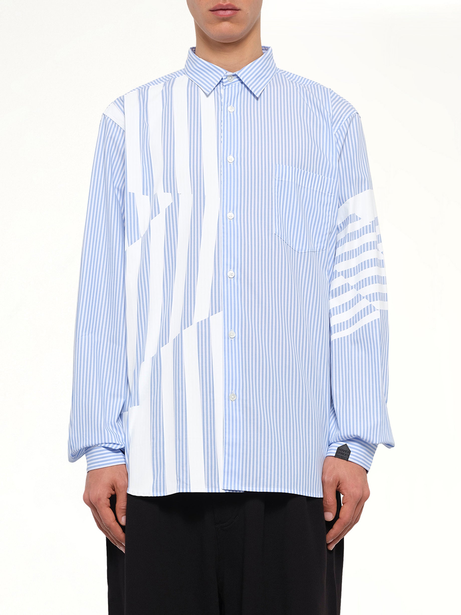 Printed Striped Woven Shirt in Blue