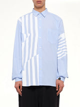 Printed Striped Woven Shirt in Blue
