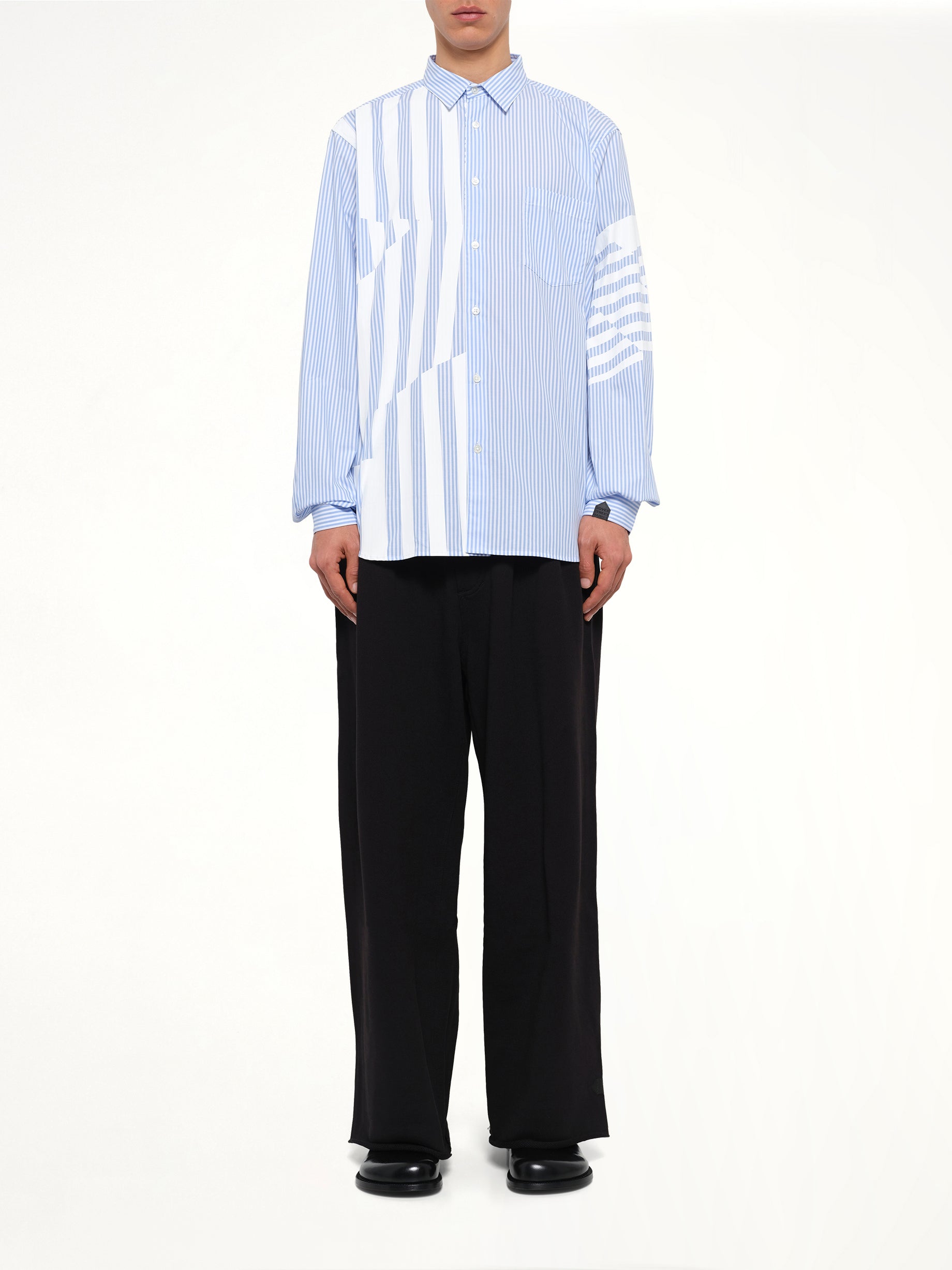 Printed Striped Woven Shirt in Blue