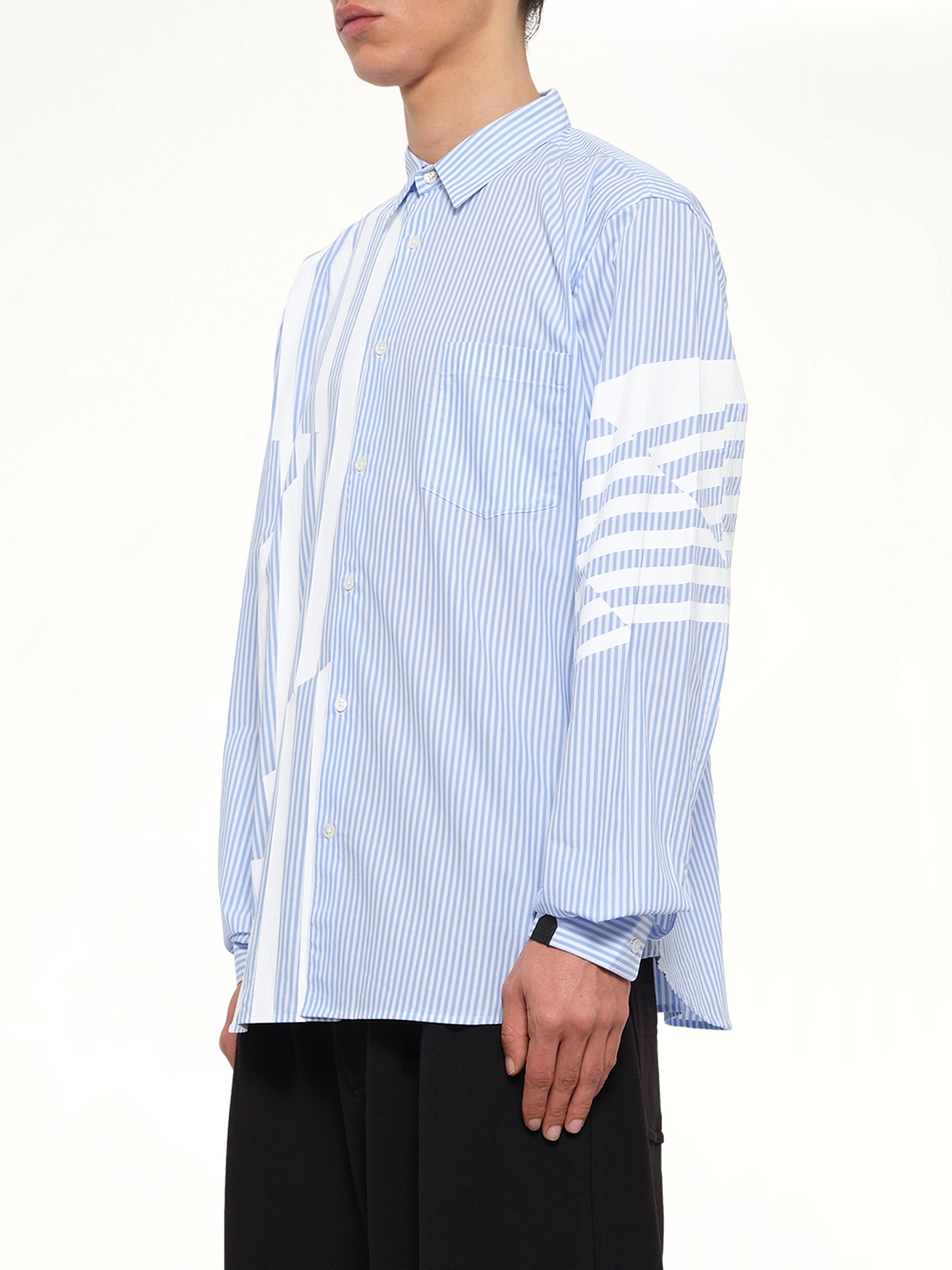 Printed Striped Woven Shirt in Blue
