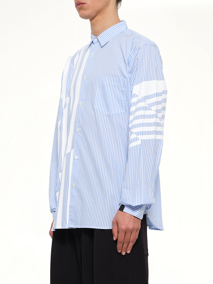 Printed Striped Woven Shirt in Blue