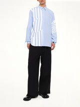 Printed Striped Woven Shirt in Blue