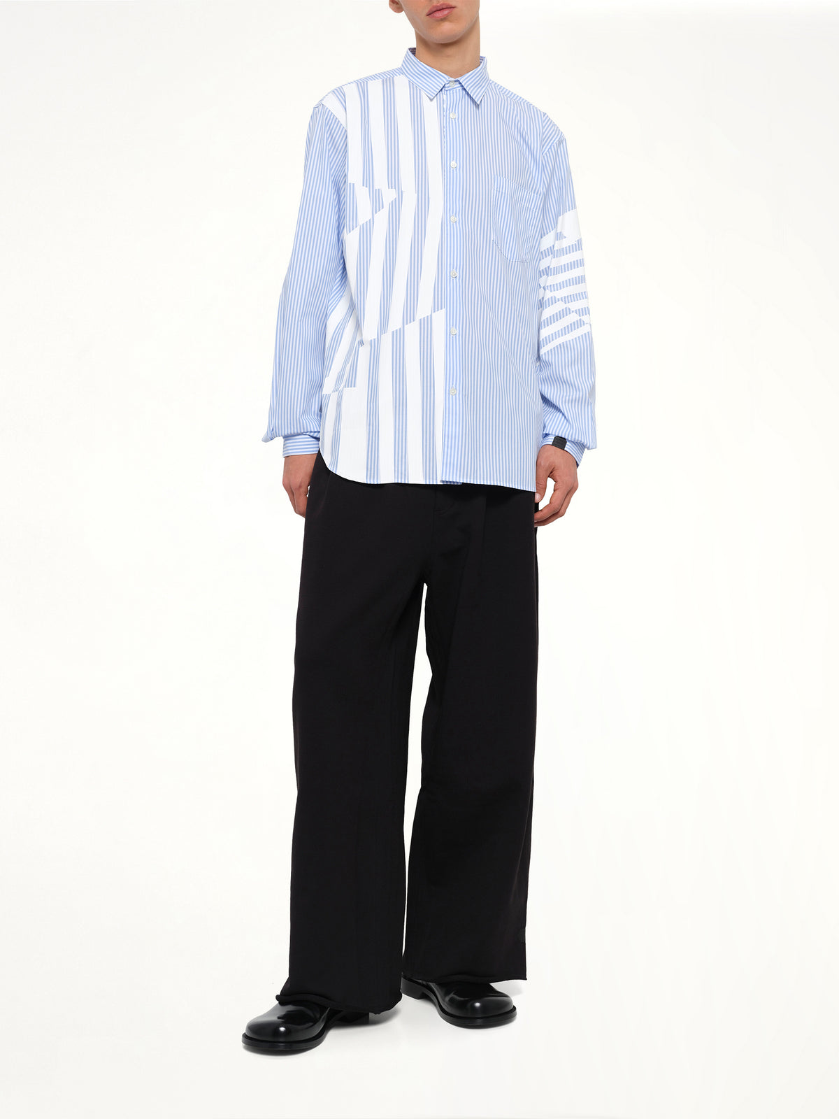 Printed Striped Woven Shirt in Blue