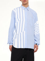 Printed Striped Woven Shirt in Blue