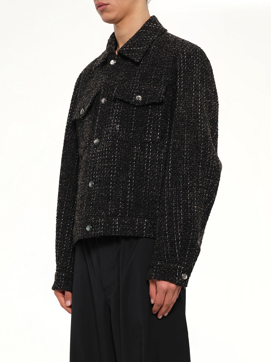 Tweed Trucker Jacket in Black