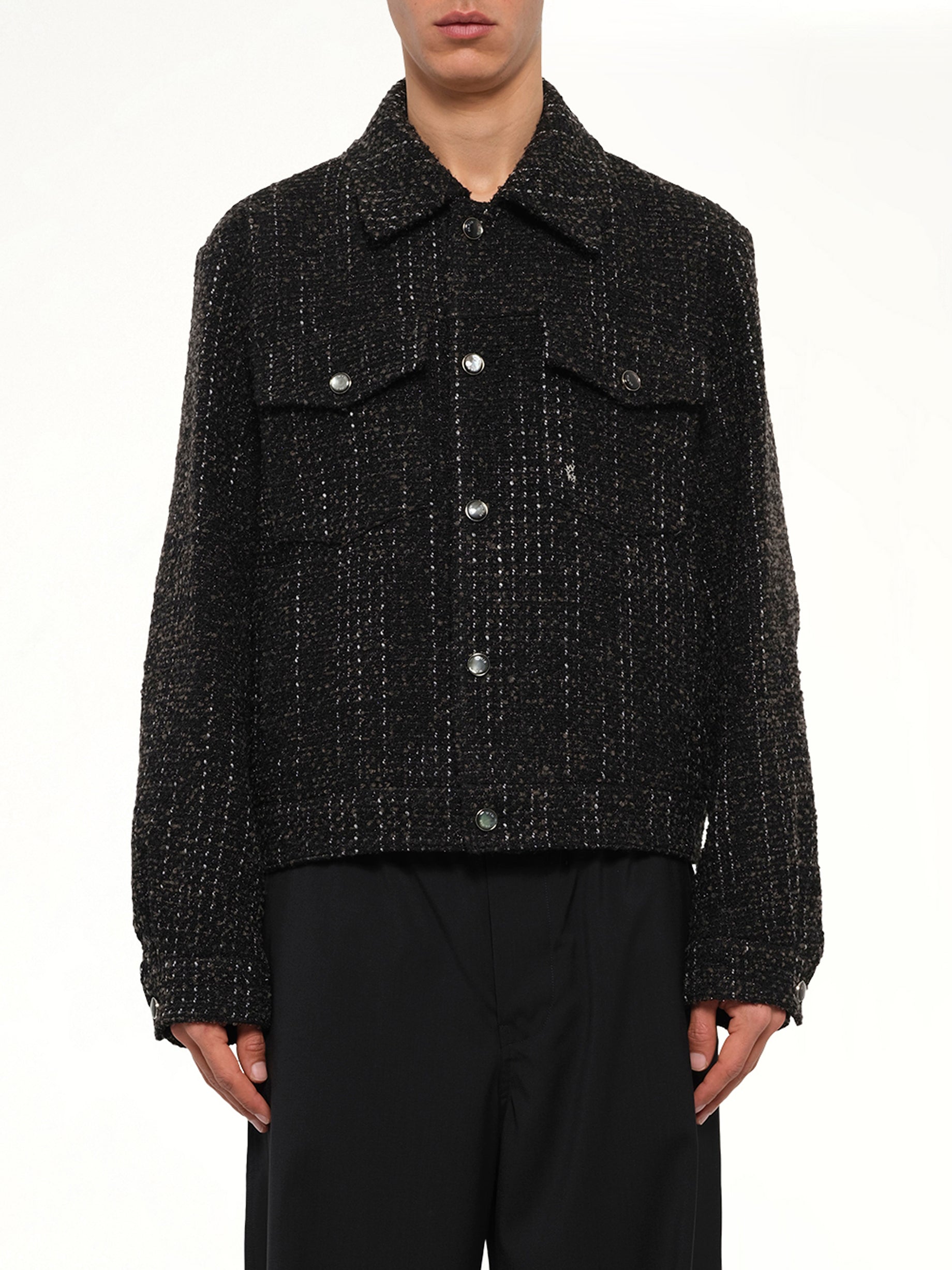 Tweed Trucker Jacket in Black