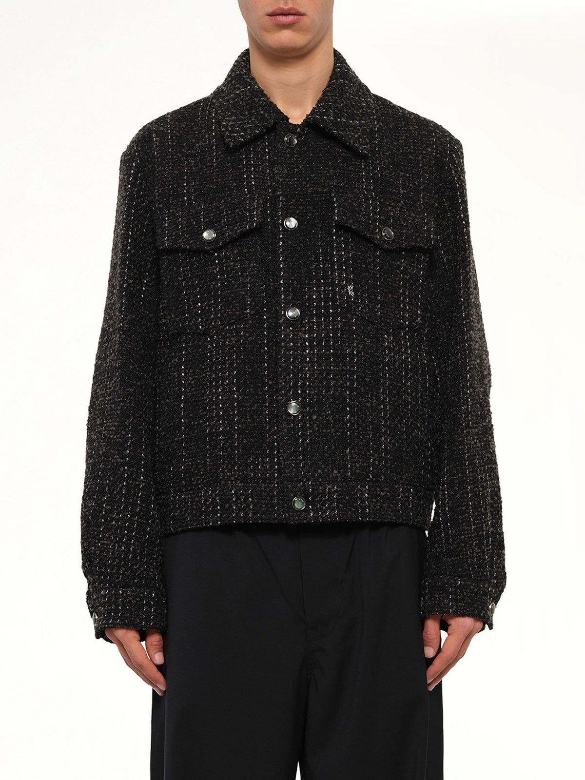 Tweed Trucker Jacket in Black