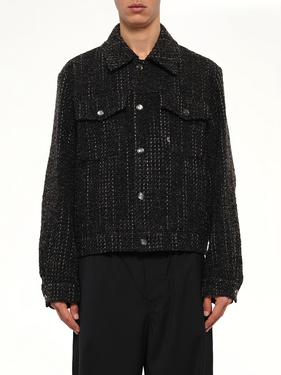 Tweed Trucker Jacket in Black