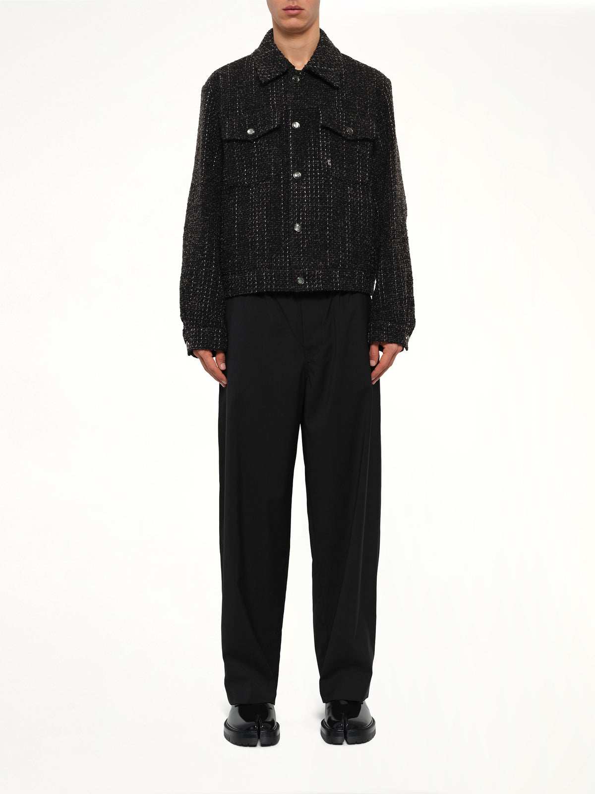 Tweed Trucker Jacket in Black