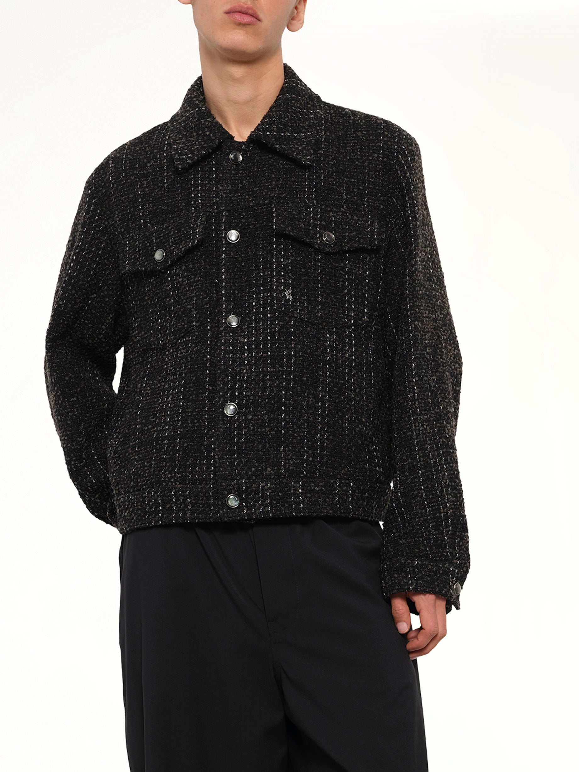Tweed Trucker Jacket in Black