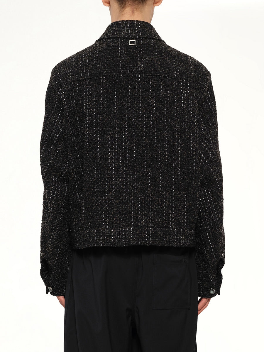 Tweed Trucker Jacket in Black