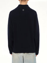 Wool Zip Sweater in Navy