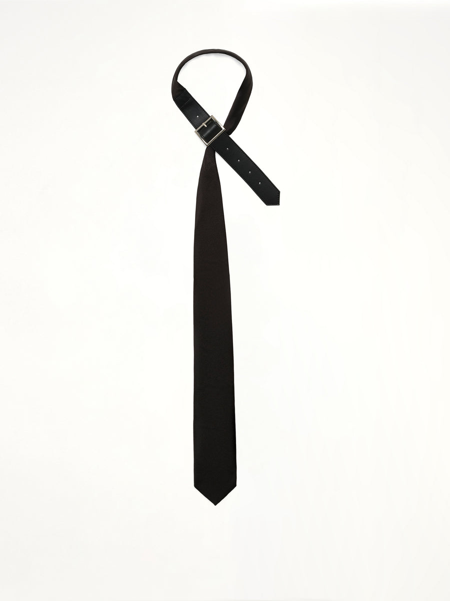 Woven Strap Closure Tie in Black