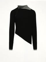 Asymmetrical Wool Turtle Neck in Black