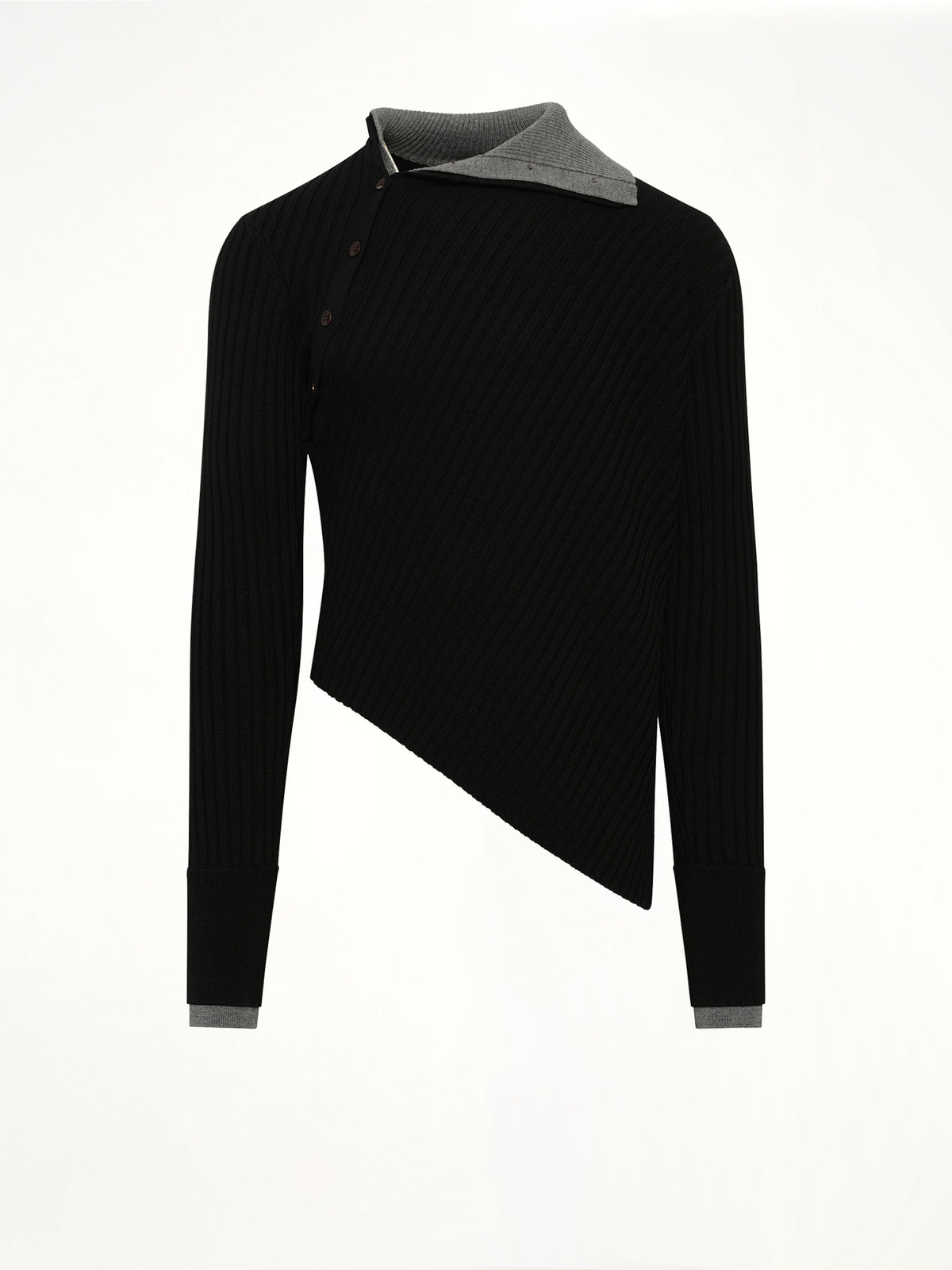 Asymmetrical Wool Turtle Neck in Black
