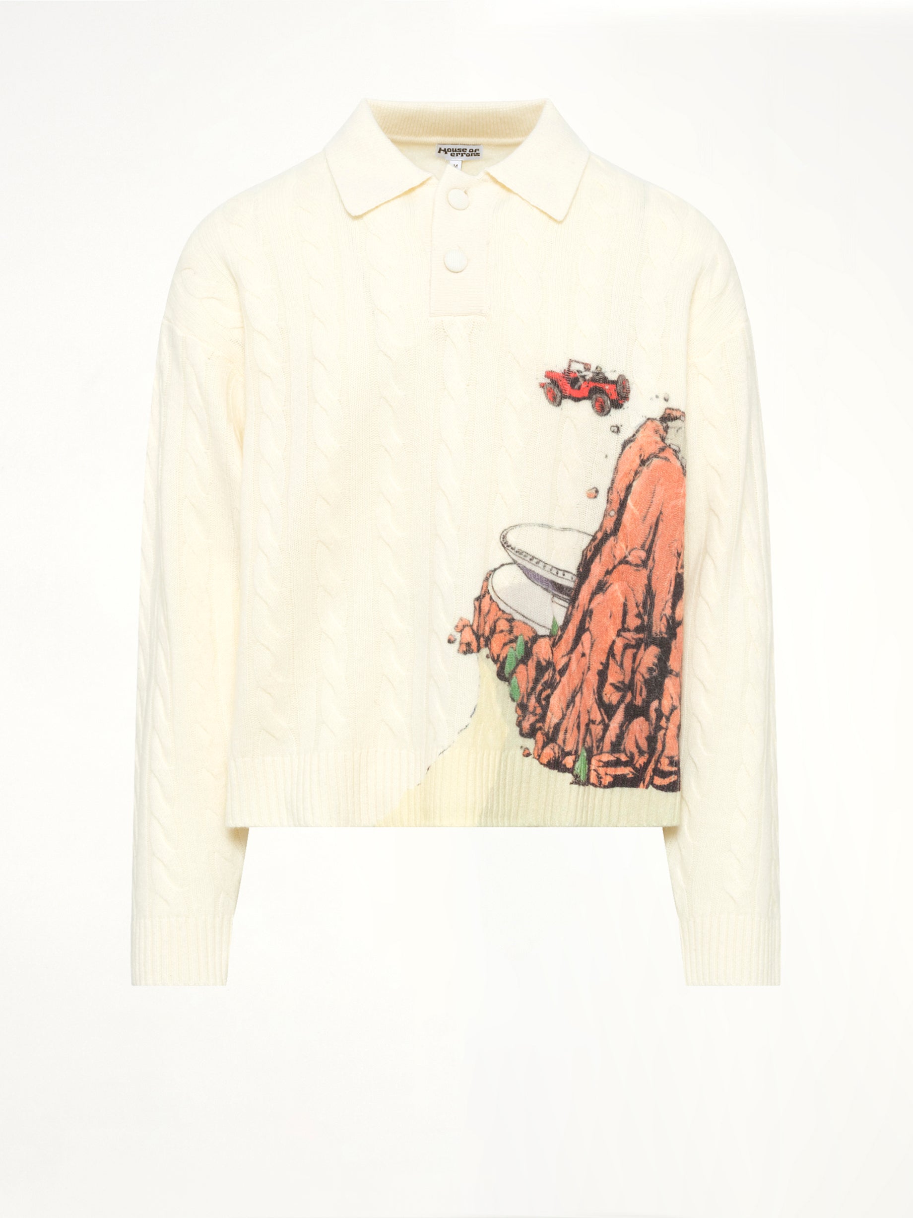 Cliff Crash Cable Knit Rugby in Cream