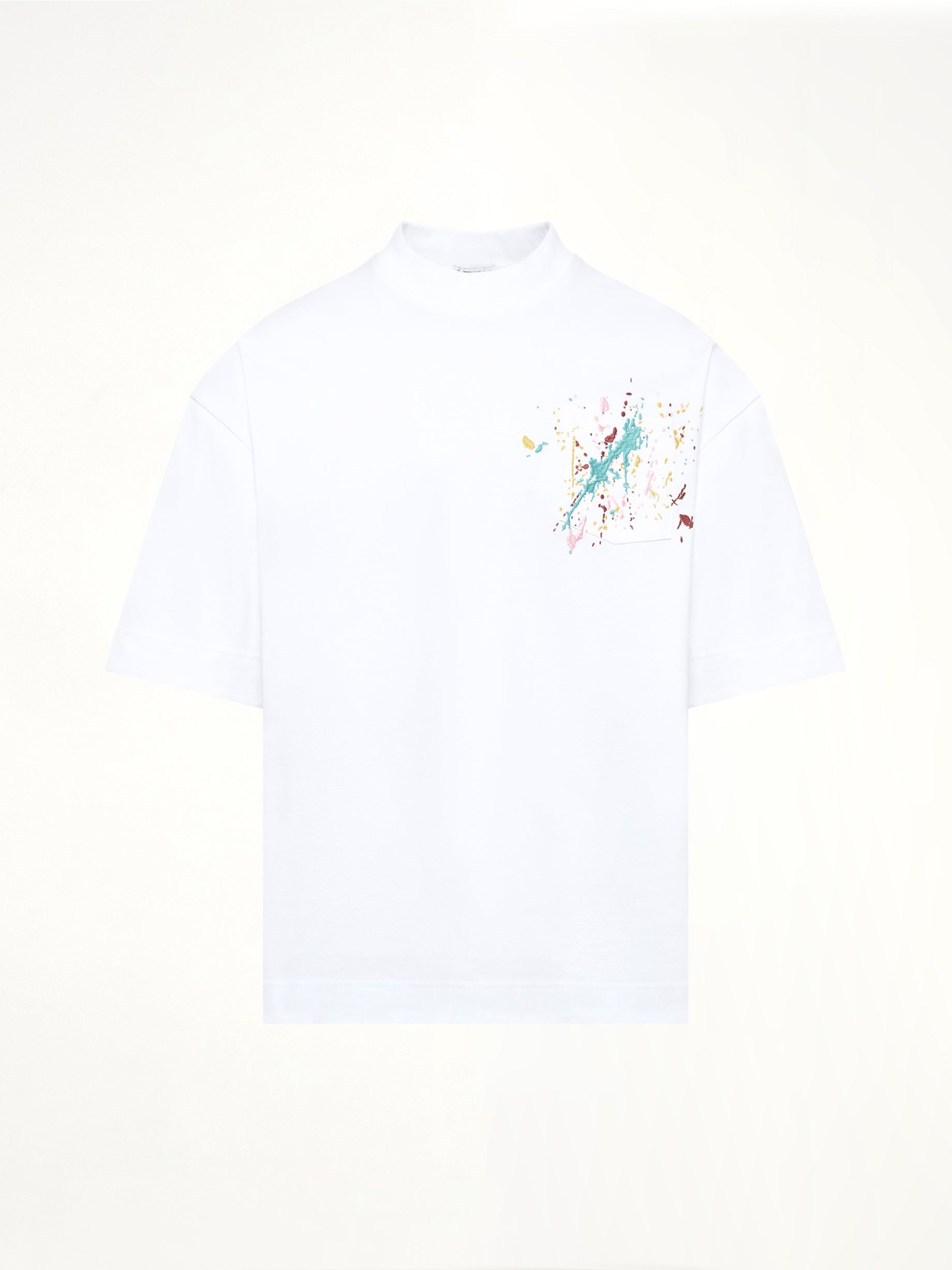 Embroidered Paint Splatter T-Shirt in White