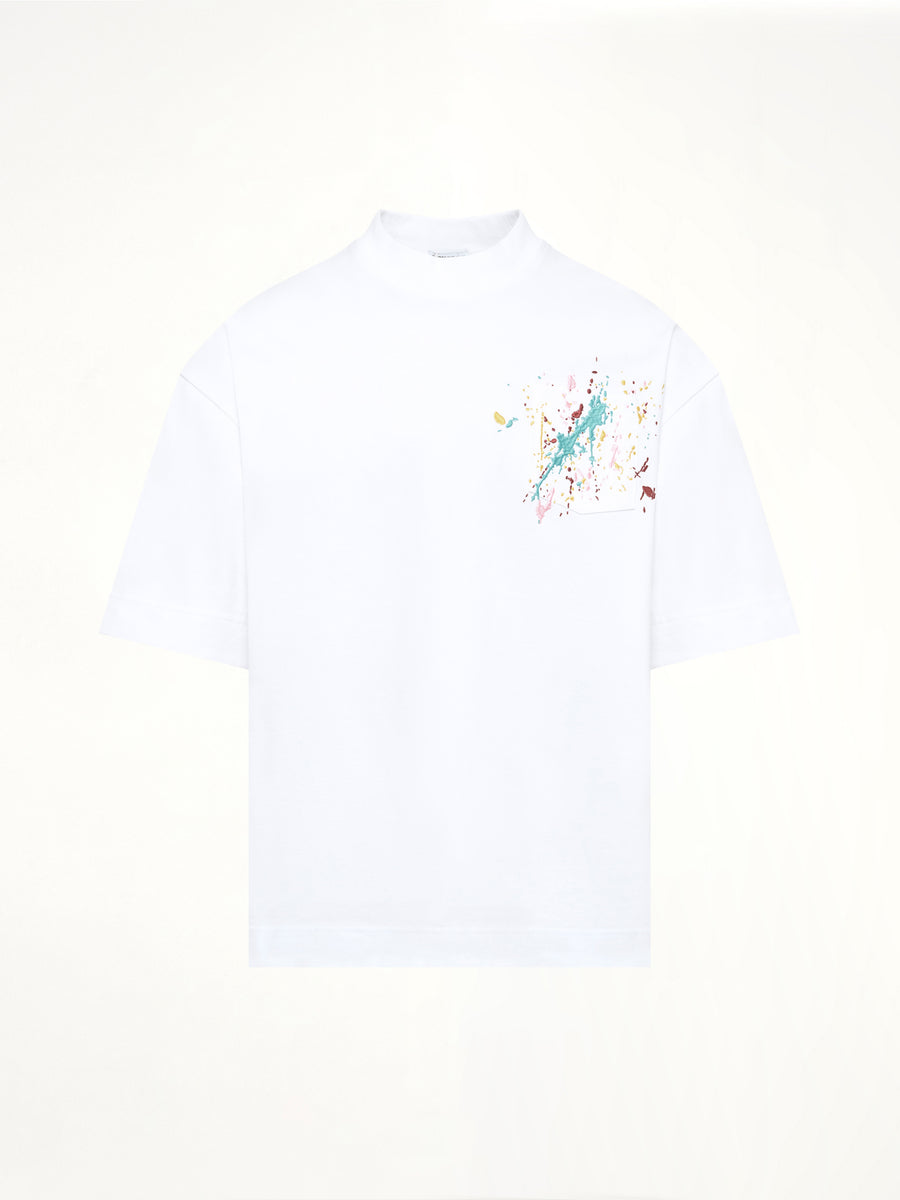 Embroidered Paint Splatter T-Shirt in White