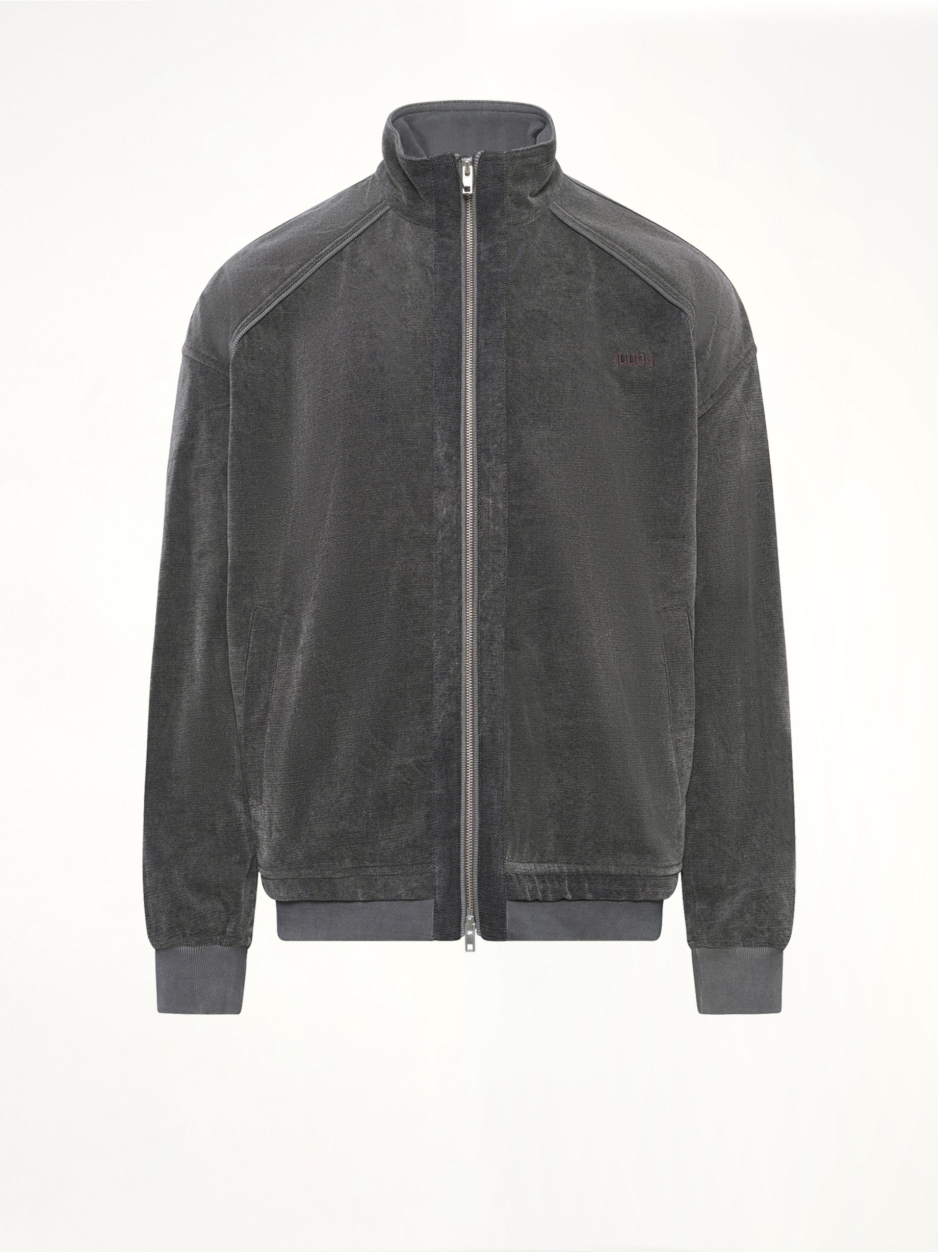 Highneck Denim Zip-Up Jacket in Black
