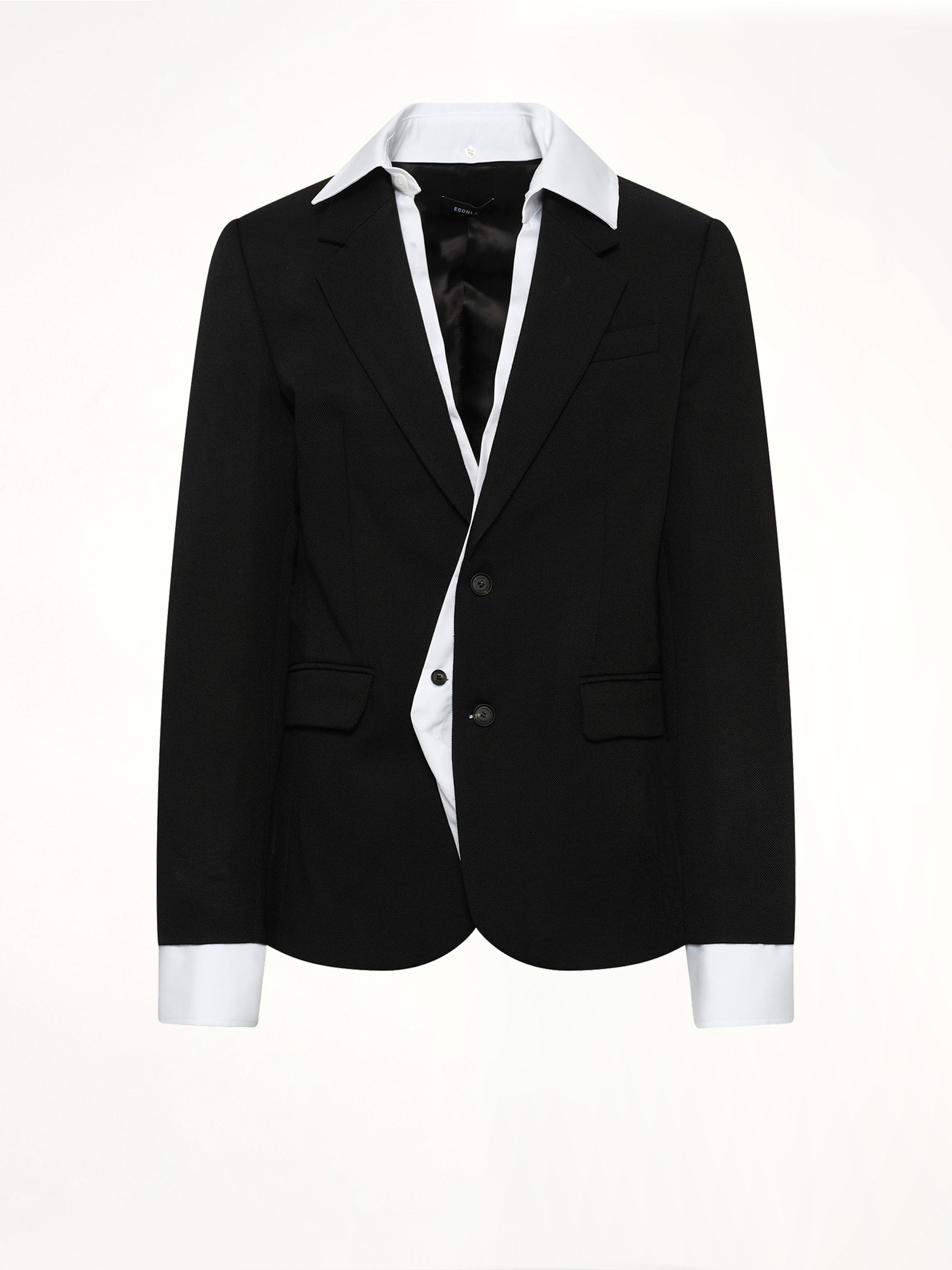 Illusion Tailored Wool Jacket in Black