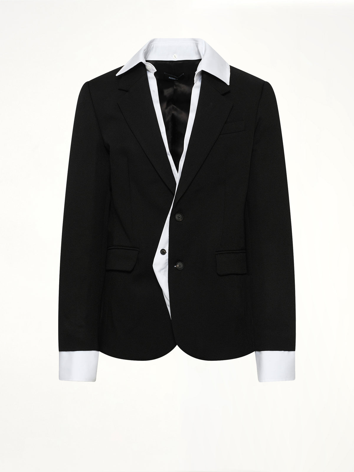 Illusion Tailored Wool Jacket in Black
