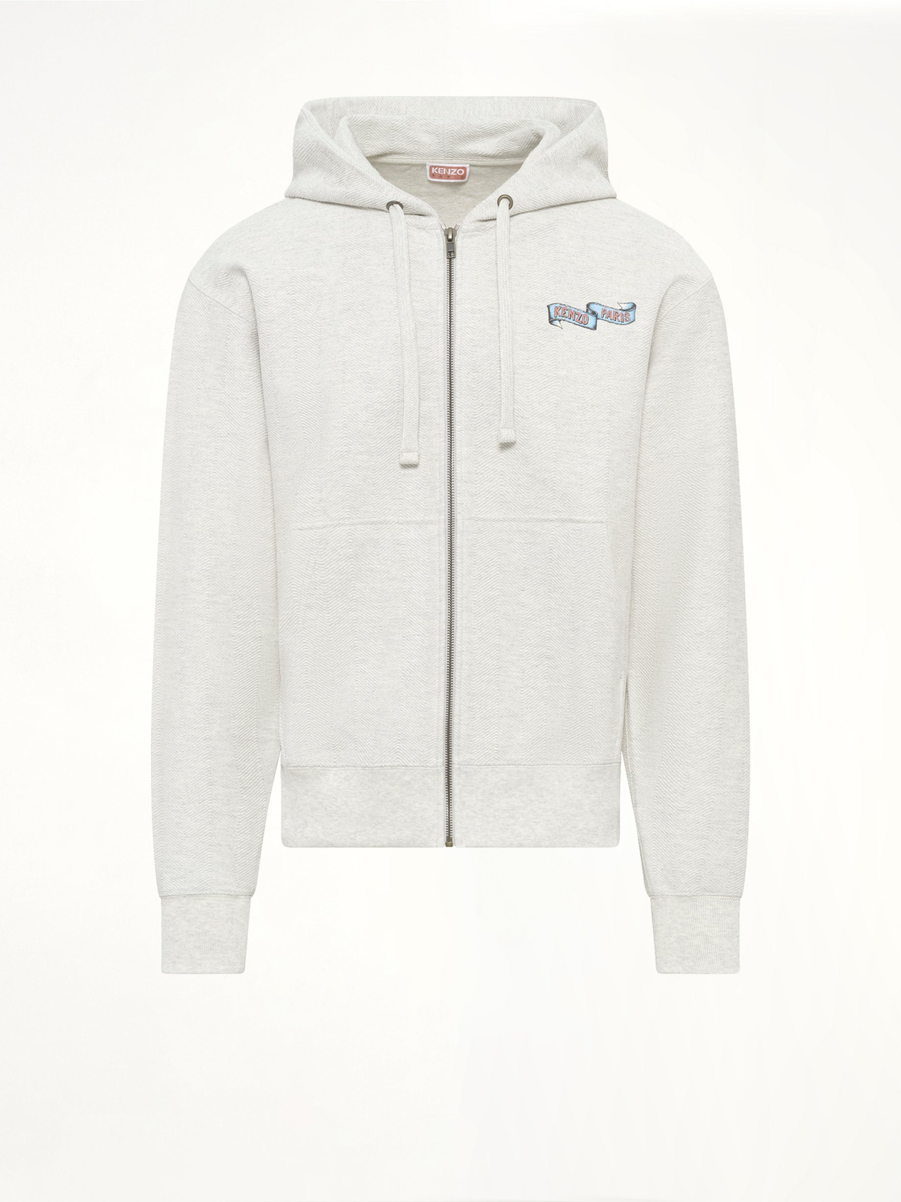Kenzo Jumping Tiger Classic Zip Up Hoodie in Pale Grey