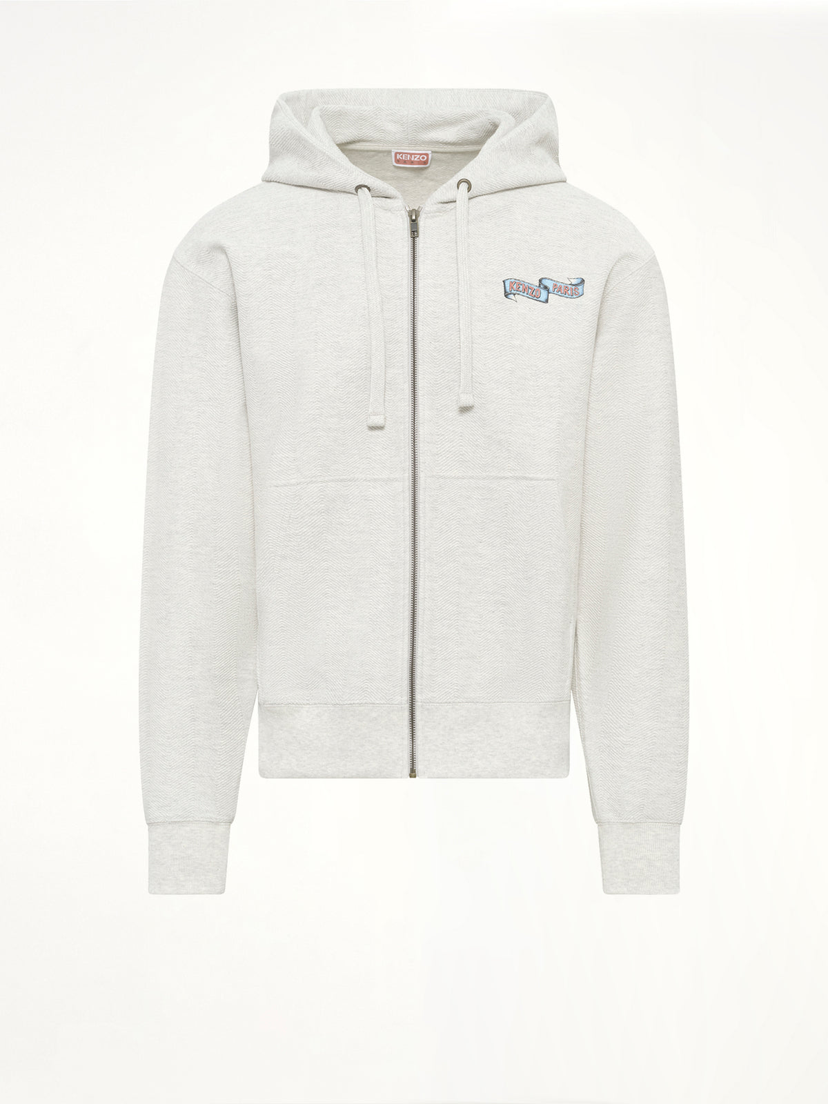Kenzo Jumping Tiger Classic Zip Up Hoodie in Pale Grey