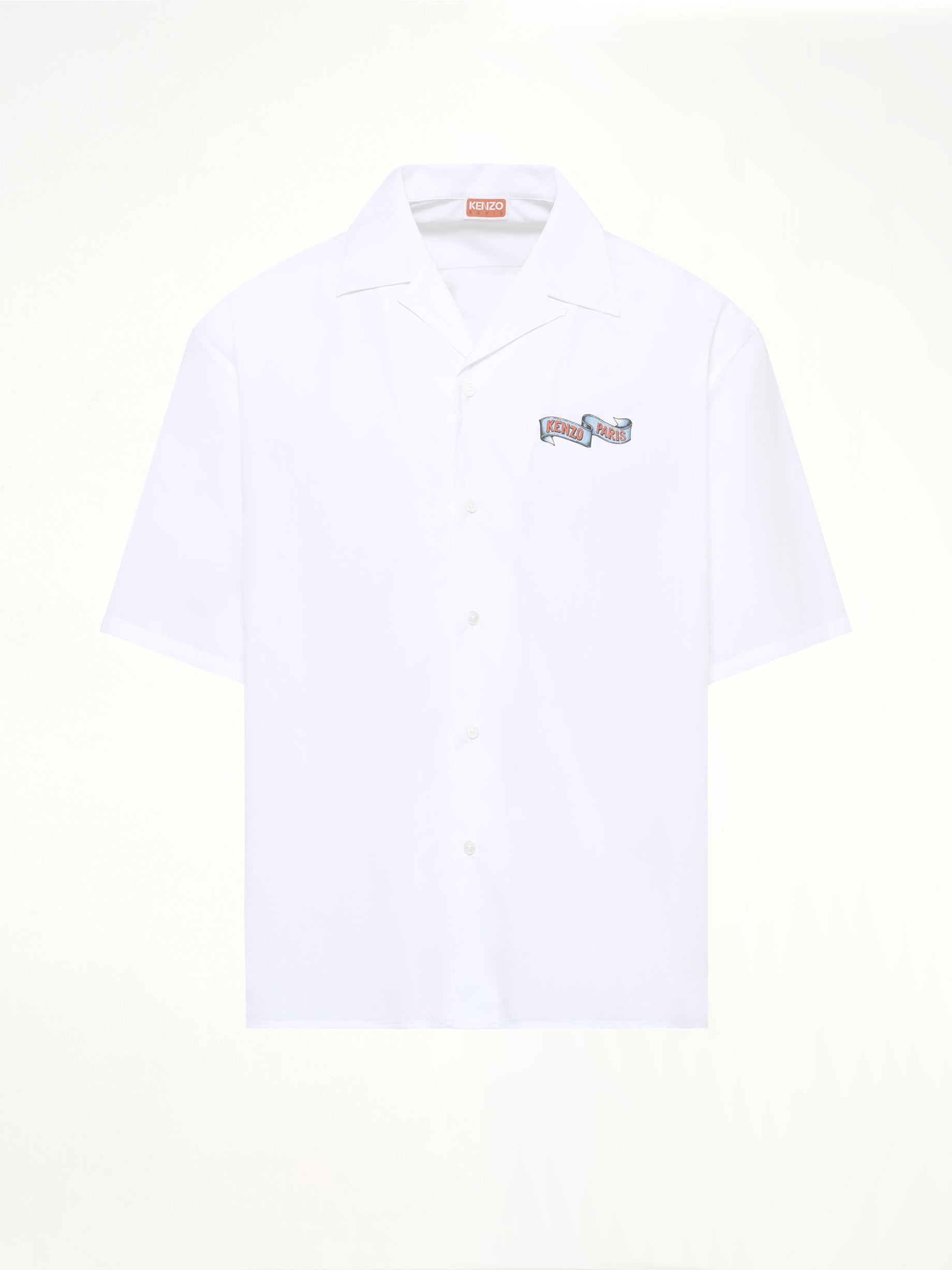 Kenzo Jumping Tiger Hawaiian Short Sleeve Shirt in White