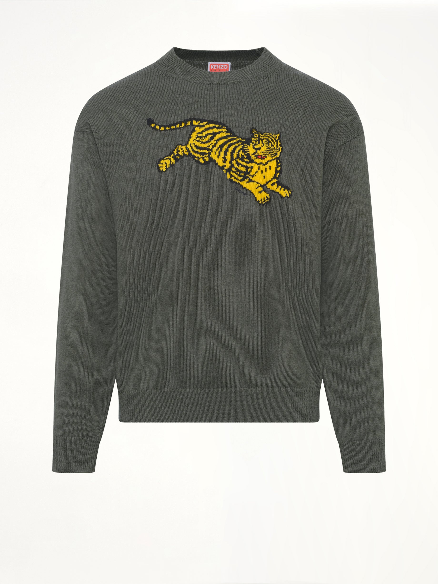 Kenzo Jumping Tiger Jumper in Dark Khaki