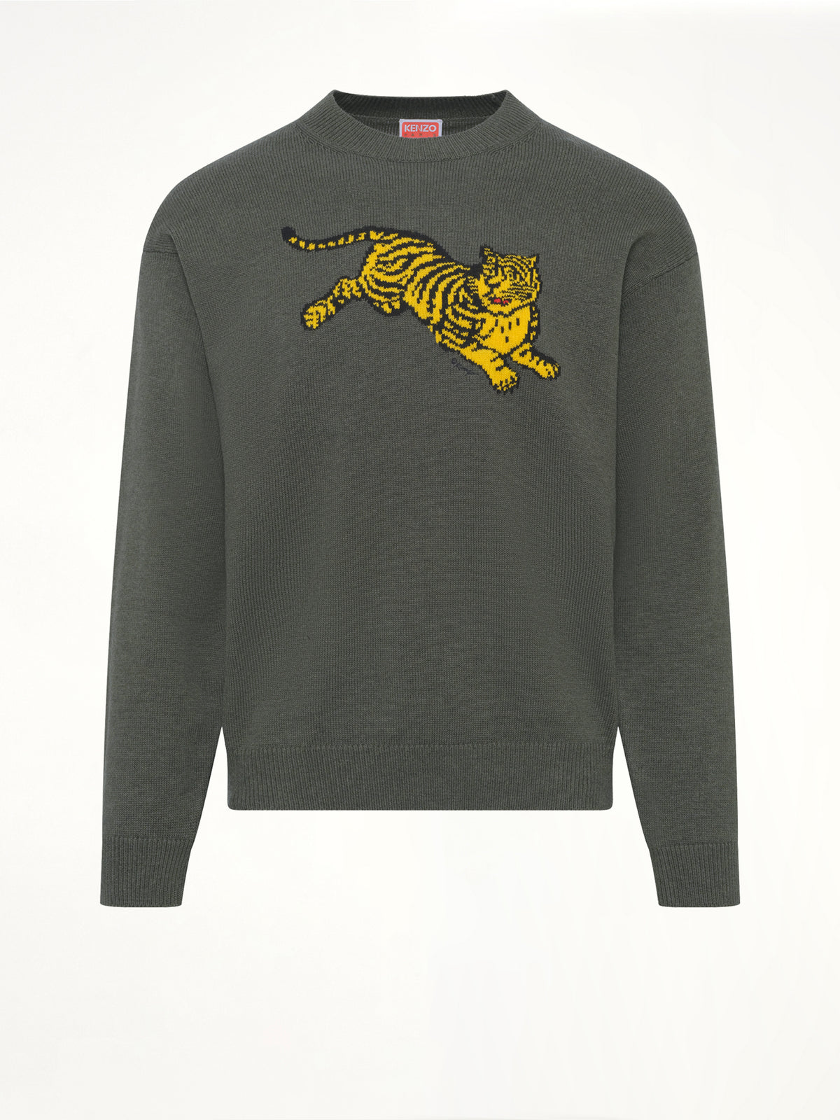Kenzo Jumping Tiger Jumper in Dark Khaki