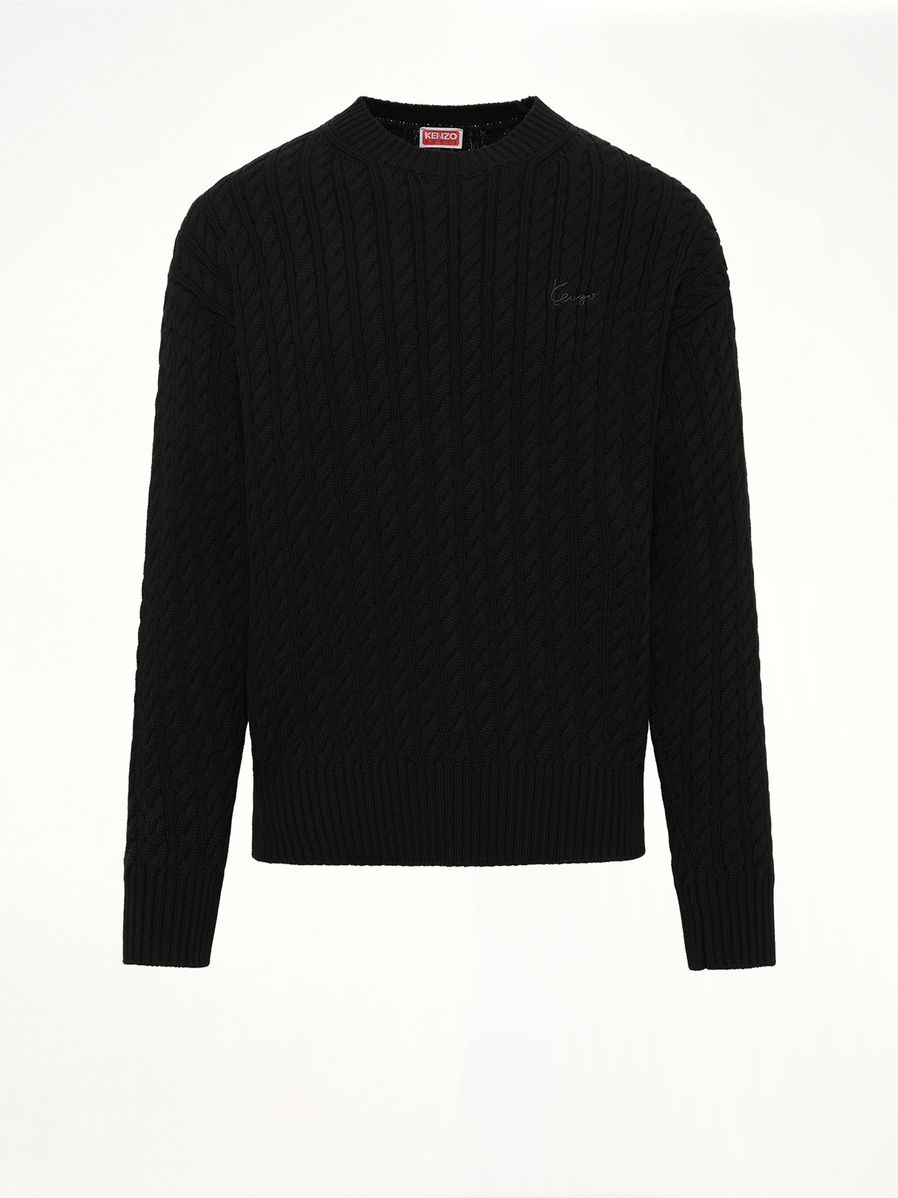 Kenzo Signature Cable Knit Jumper in Black