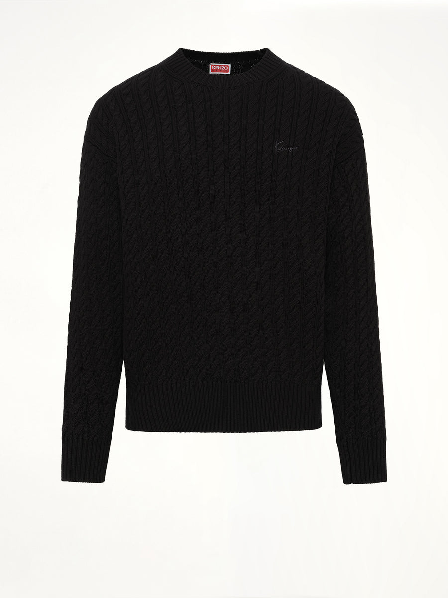 Kenzo Signature Cable Knit Jumper in Black