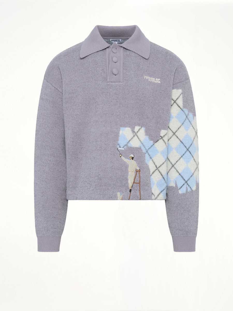 Knitted Wall Painter Rugby in Grey/Plaid