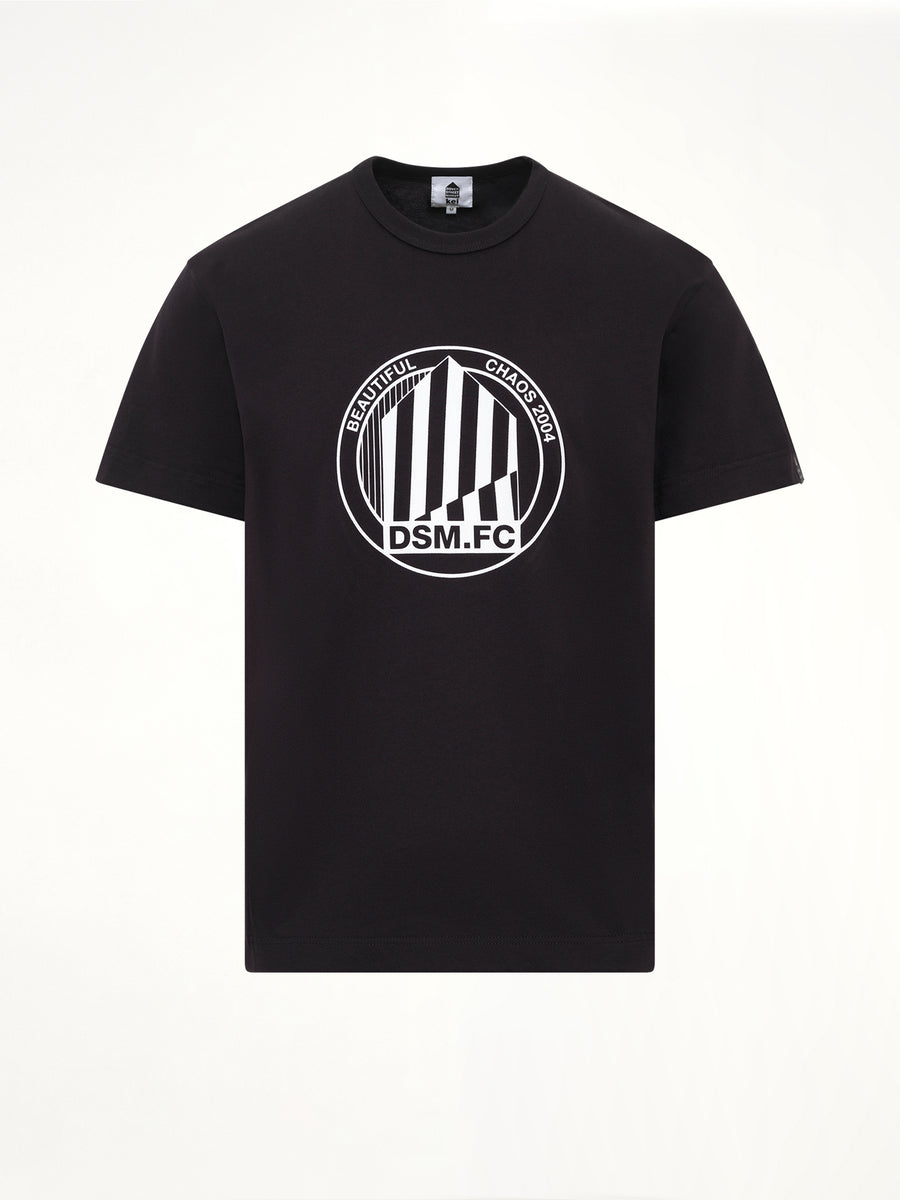 Large Emblem Print Shortsleeve Knit T-Shirt in Black