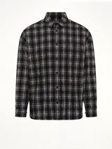 Mono Needle-Fringed Check Loose Fit Shirt in Black
