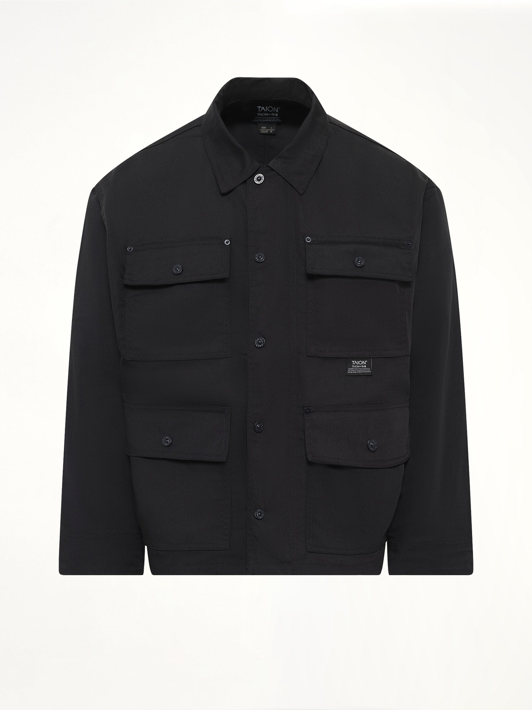 Non Down Work Button Coverall in Black