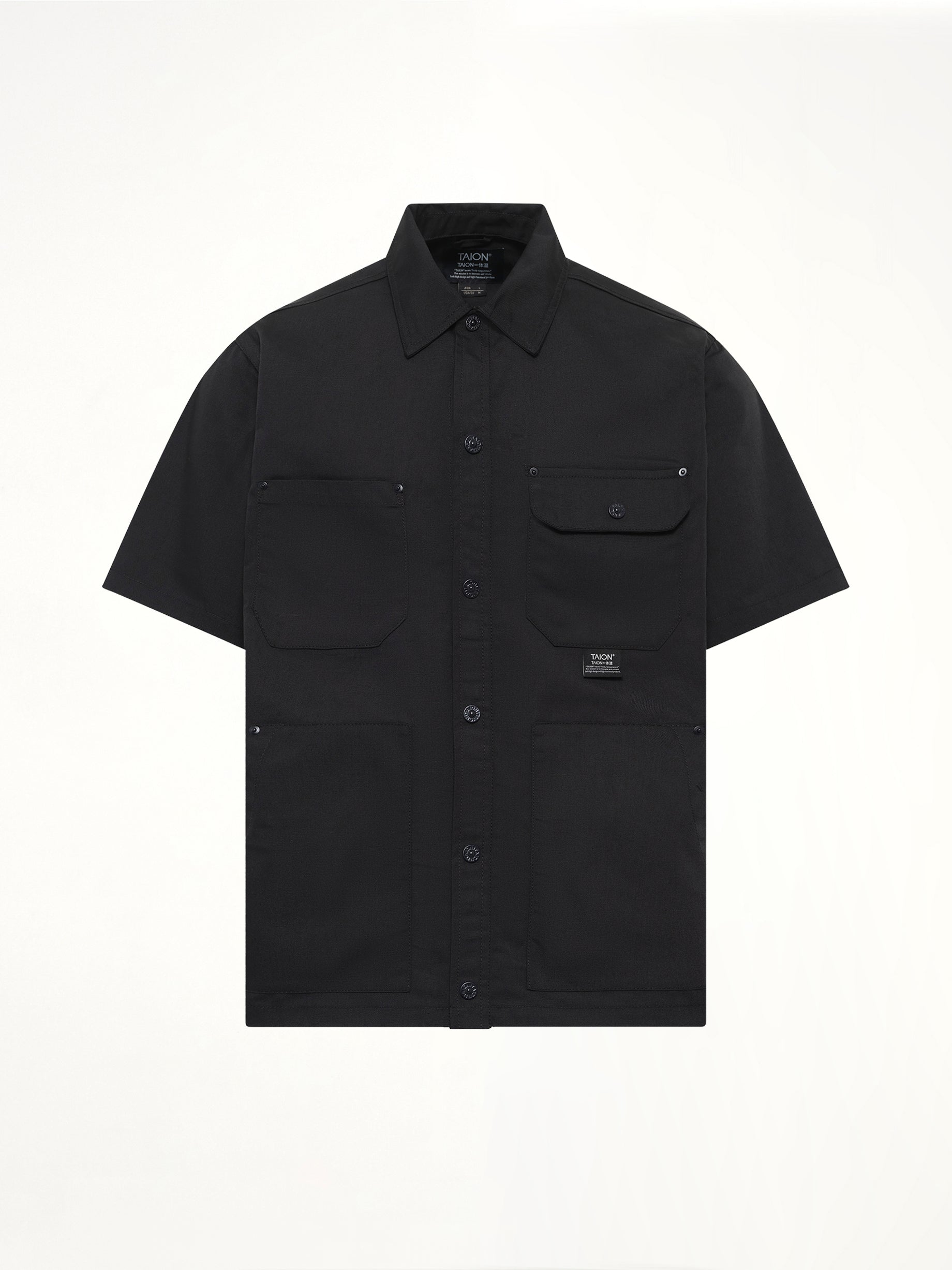 Non Down Work Half Sleeve Shirt in Black