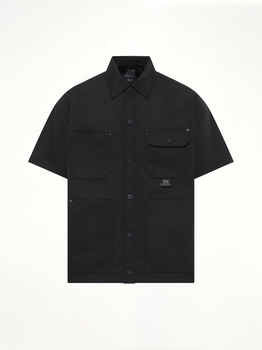Non Down Work Half Sleeve Shirt in Black