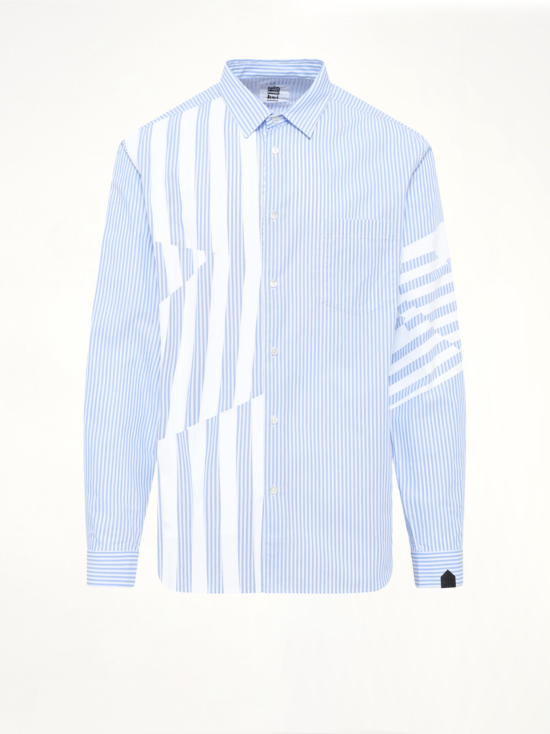 Printed Striped Woven Shirt in Blue
