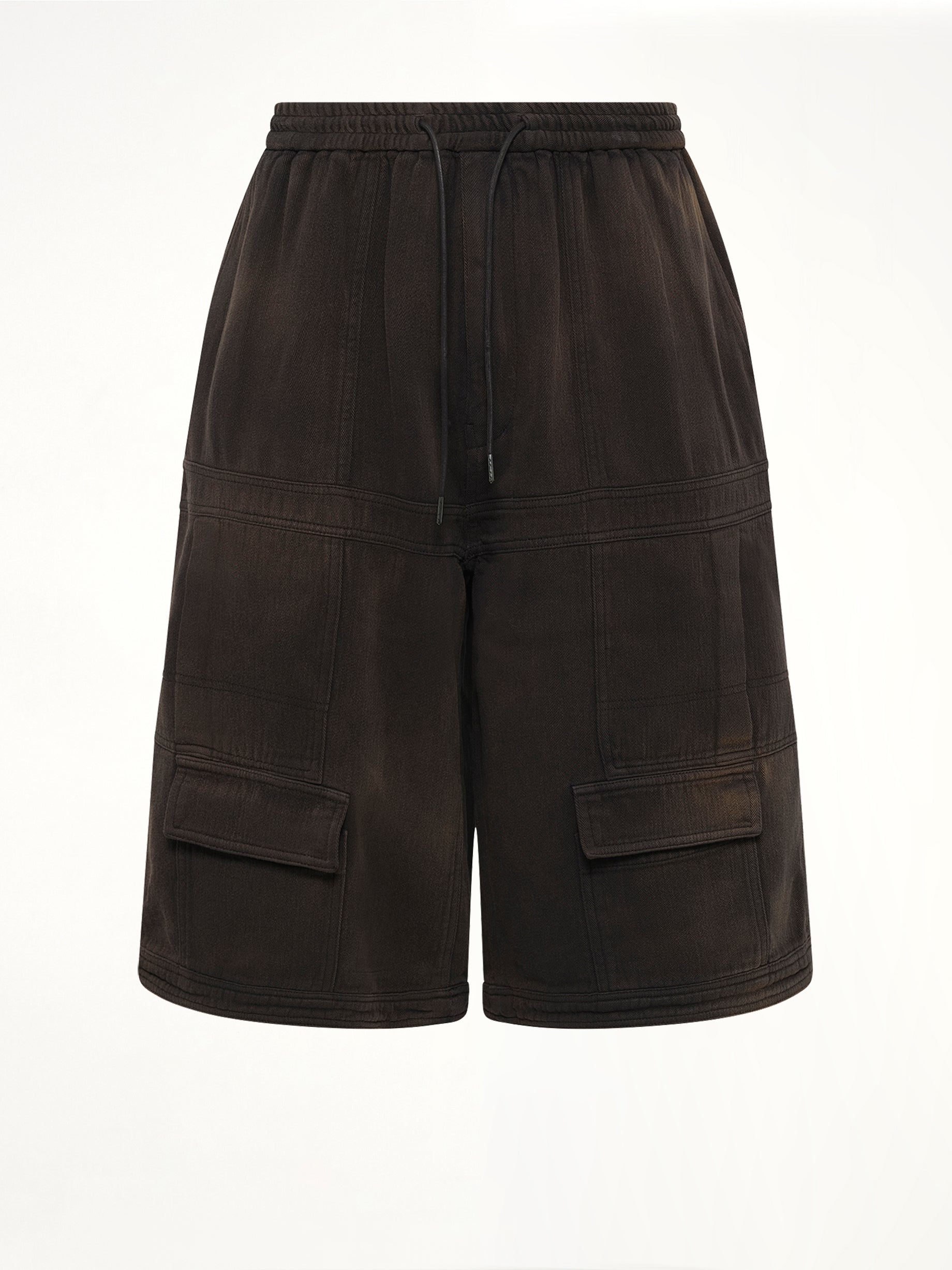 Rustic Denim Double‑Pocket Shorts in Black