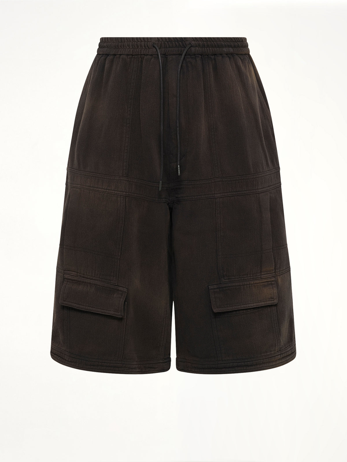 Rustic Denim Double‑Pocket Shorts in Black